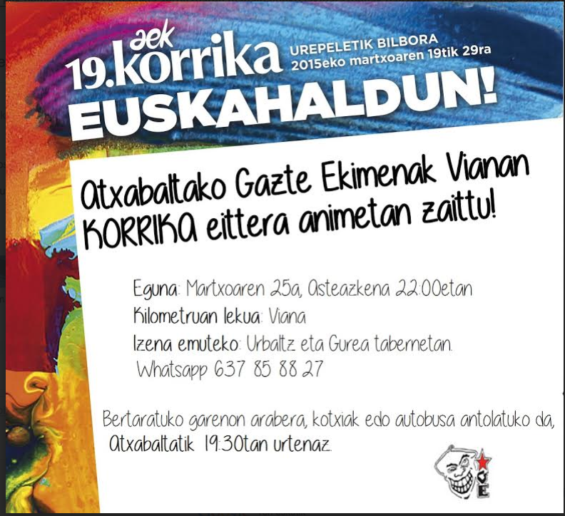 Aretxabaletako Gazte Ekimenak Vianan korrika egitera animatu gura ditu herritarrak