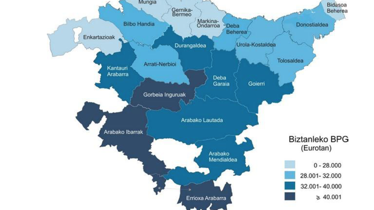 Barne Produktu Gordin handiena duen Gipuzkoako eskualdea da Debagoiena