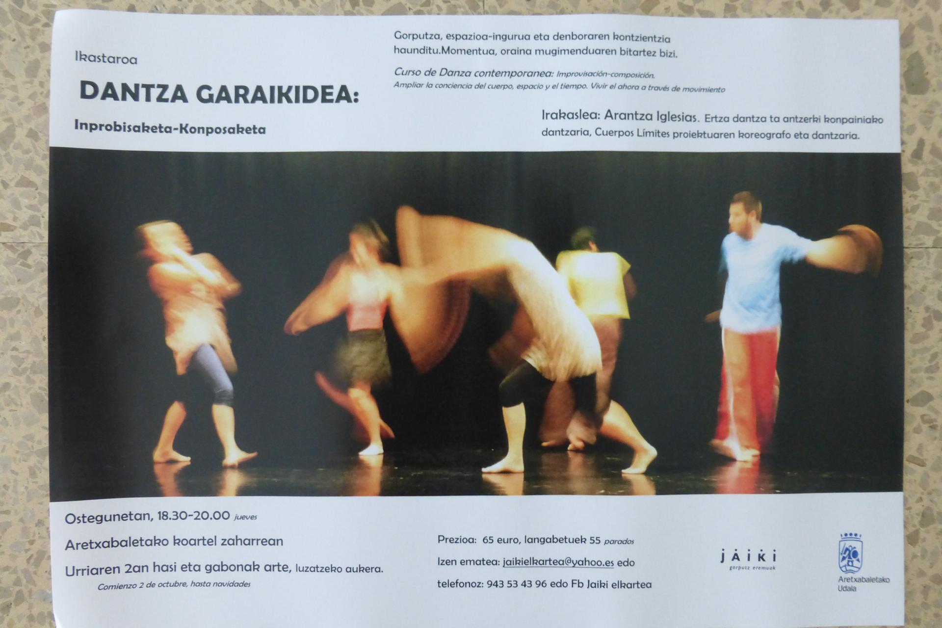 Zabalik Dantza Garaikide ikastaroan izena emateko 