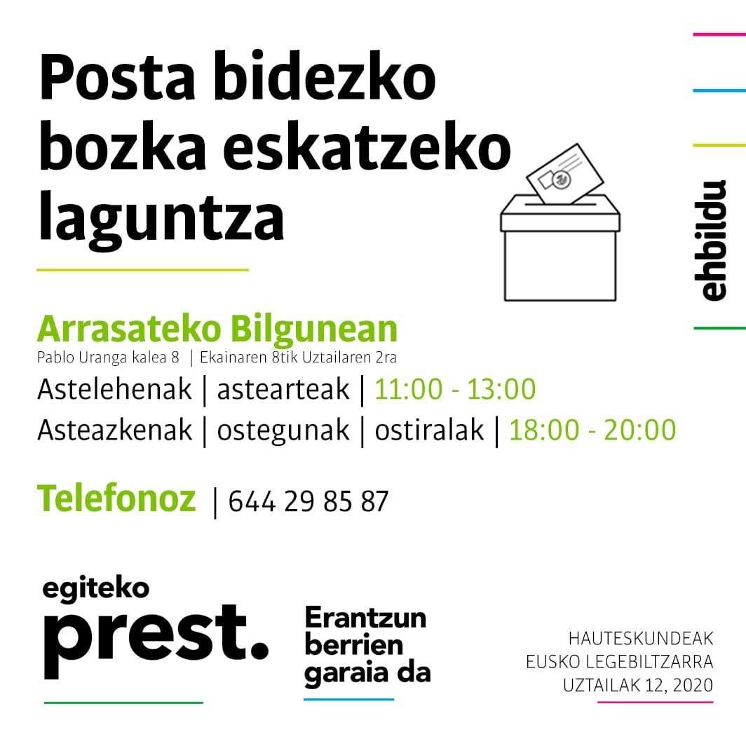 EH BILGUNEA ZABALIK POSTA BIDEZKO BOZKAREN TRAMITEEKIN LAGUNTZEKO