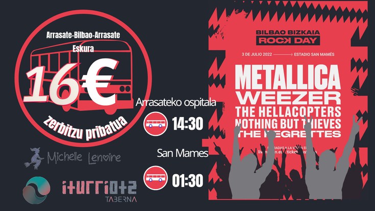 Bilbao Bizkaia Rock Day kontzertura joateko autobusa antolatu dute Arrasatetik