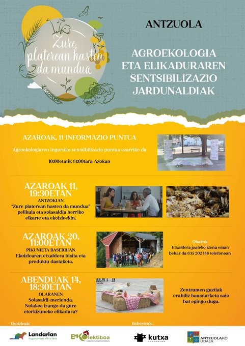 Agroekologia eta elikaduraren inguruko sentsibilizazio jardunaldiak abiatuko dituzte