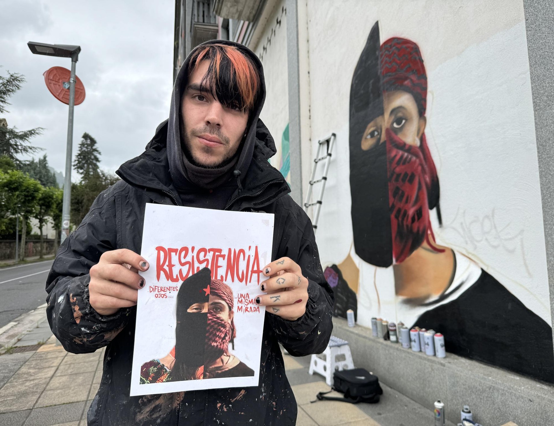 Palestinarren eta zapatisten erresistentzia horma-irudian