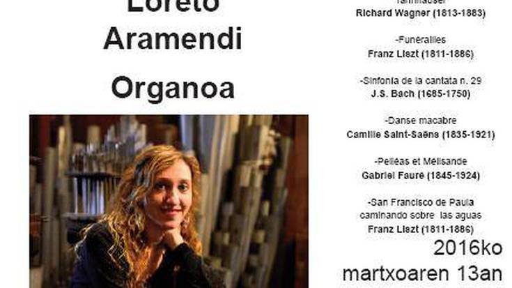 Loreto Aramendi organo jolea igandean