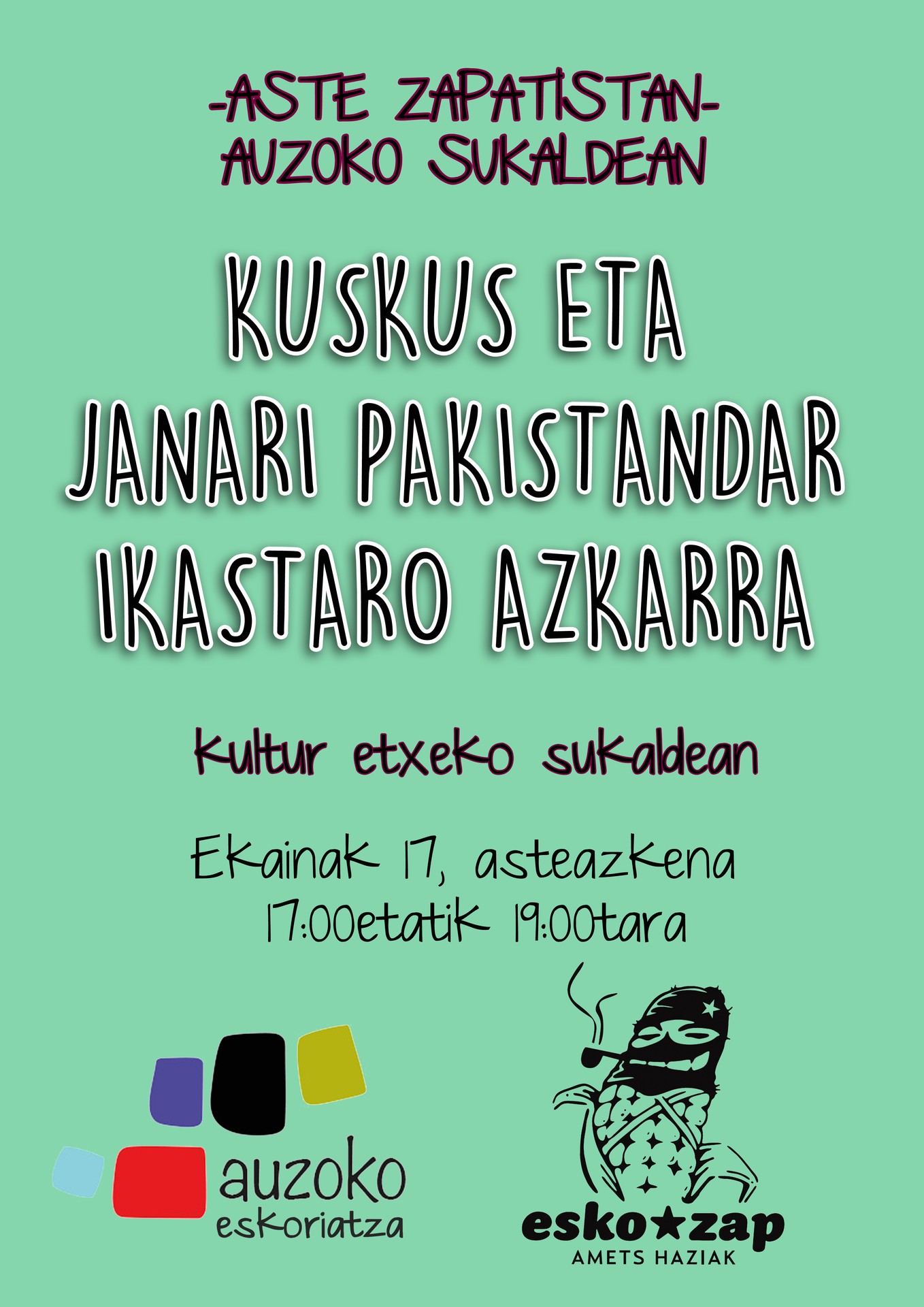 Auzoko Sukaldaritza ikastaro azkarra Zapatista astean