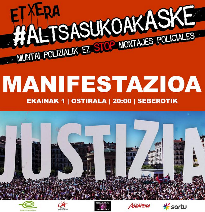 Manifestazioa, gaur, Altsasuko gazteen epaiaren aurka