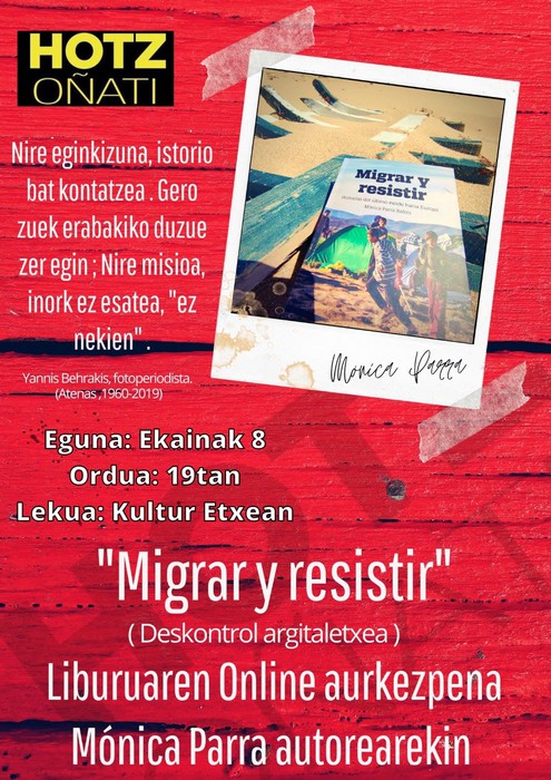 “Migrar y resistir” liburuaren online aurkezpena Monica Parra autorearekin