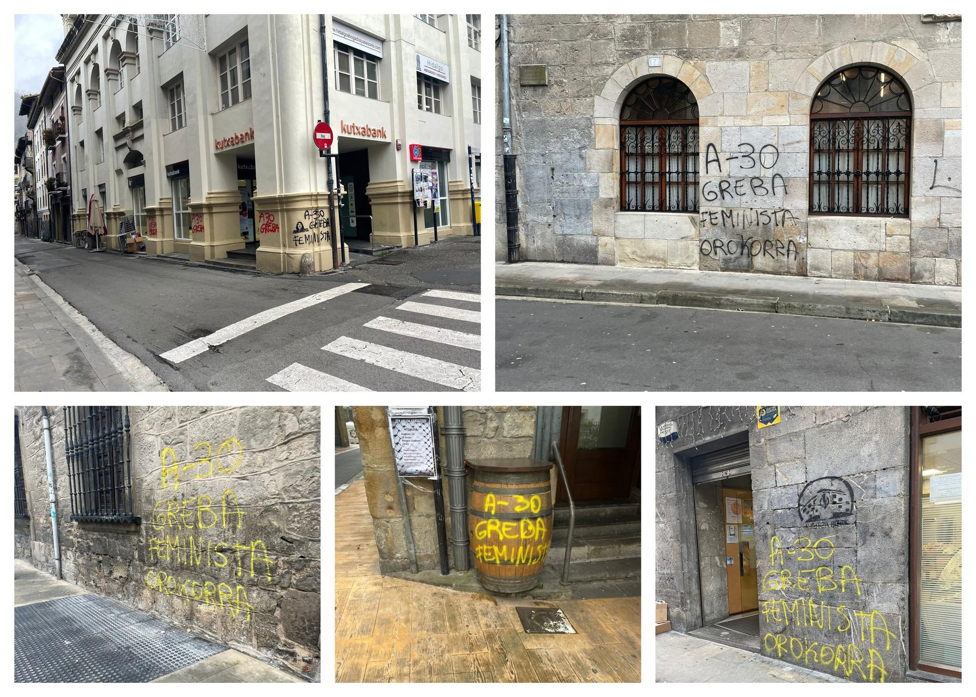 Egubakoitz goizean agertutako pintadak "ahalik eta azkarren" ezabatzeko eskatu du Bergarako EAJk