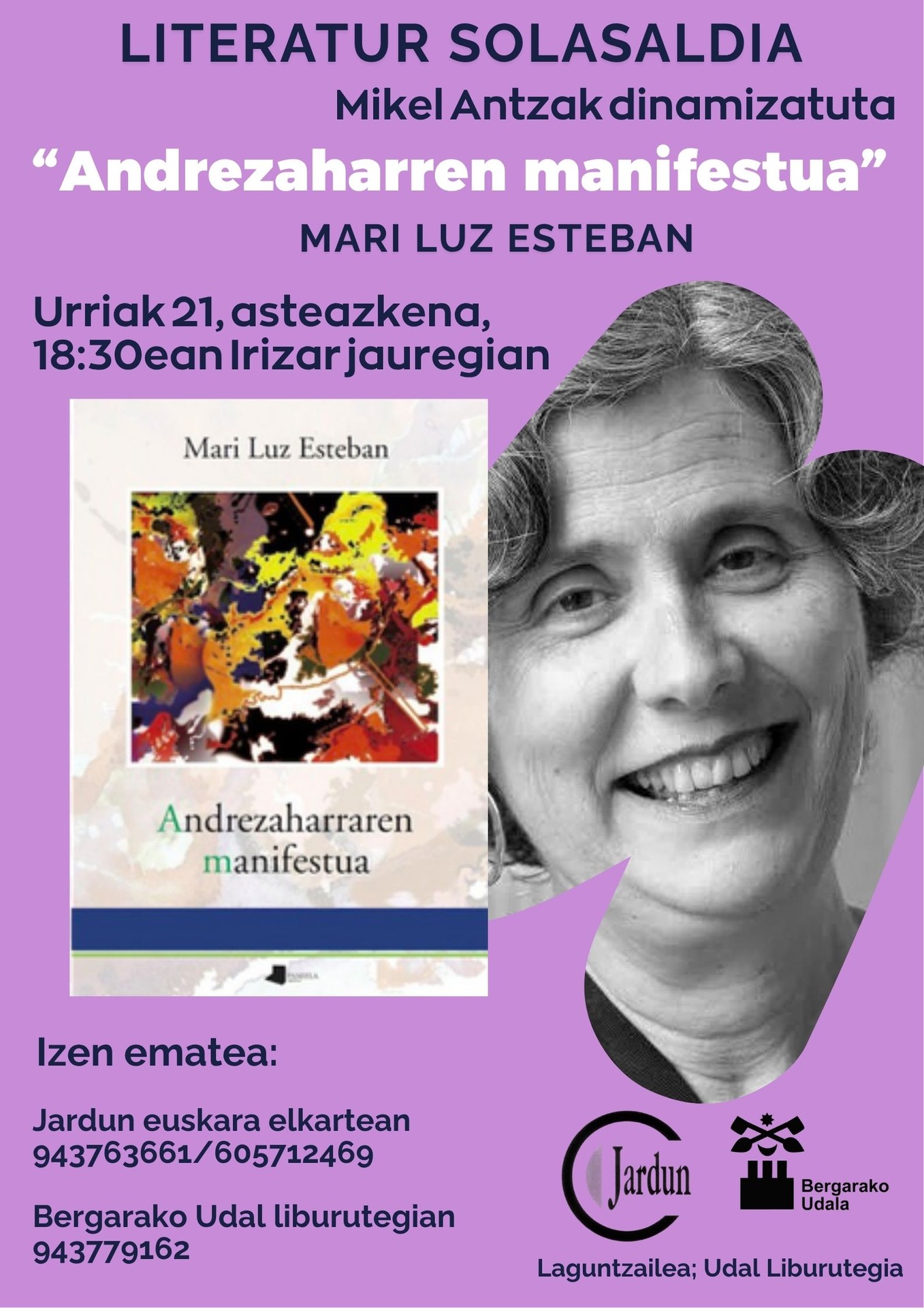 Mari Luz Estebanen 'Andrezaharren manifestua' liburuari buruzko solasaldia egingo dugu urriaren 21ean