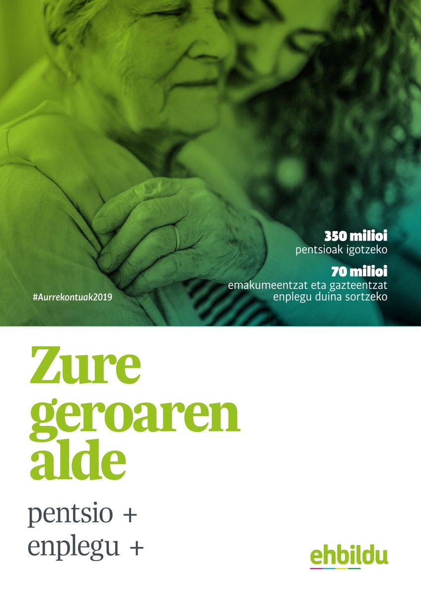 EAEko Aurrekontuak 2019: Zure geroaren alde! Kalitatezko enplegu eta pentsio duinen alde