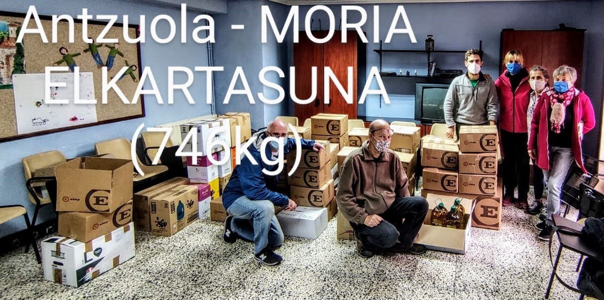 Eskerrik asko Antzuola, ia 750 Kg Moria kanpalekura bidaliko ditugu
