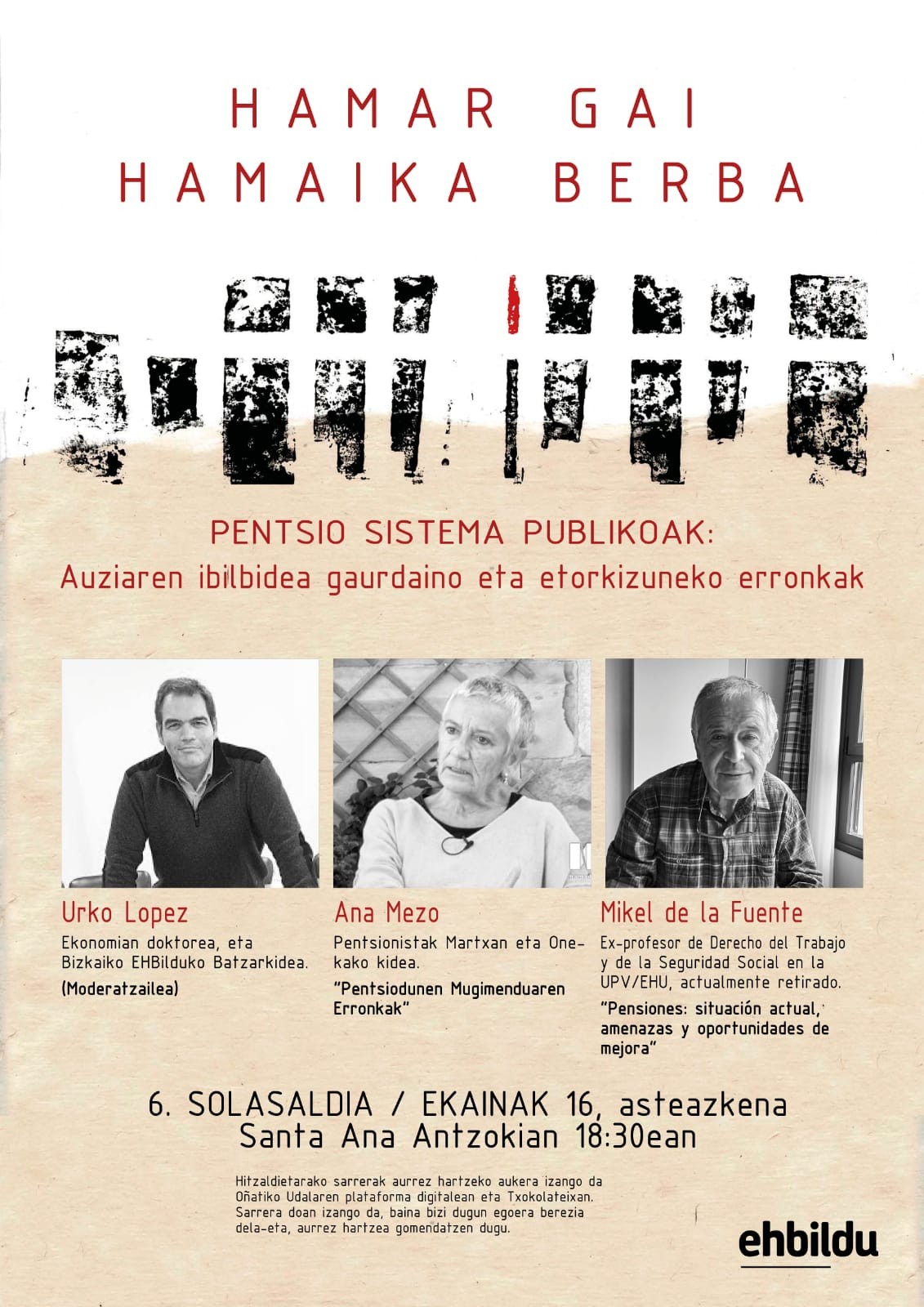 HAMAR GAI, HAMAIKA BERBA: Pentsio publikoak