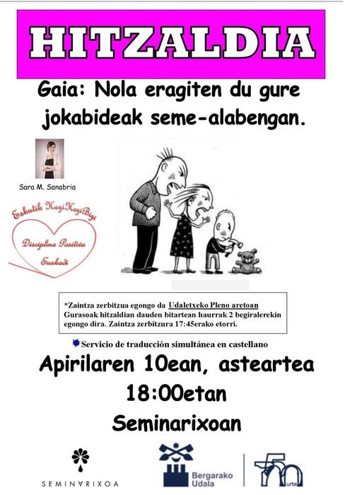 Hitzaldia: 'Nola eragiten du gure jokabideak seme-alabengan' 