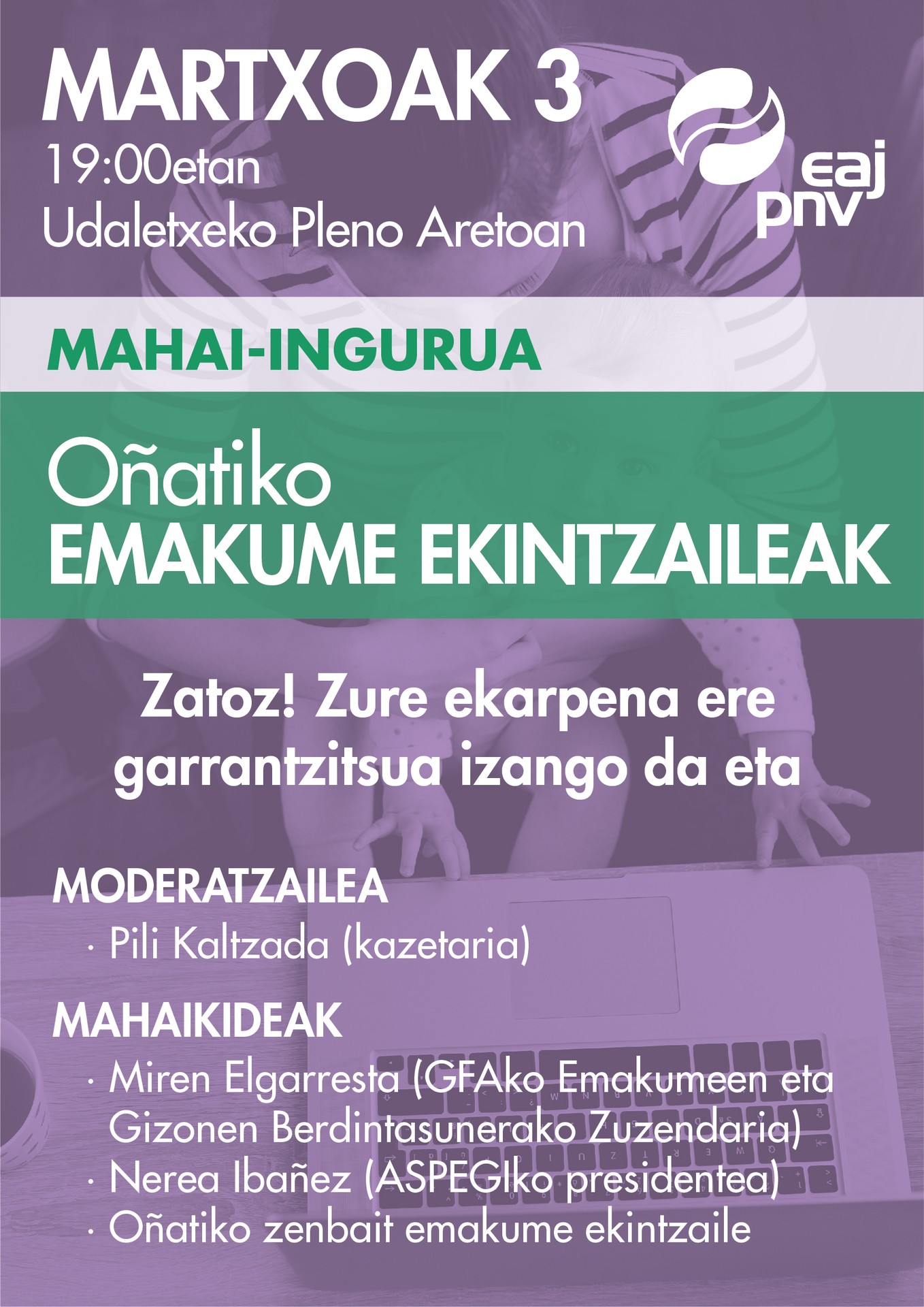 Emakume ekintzaileak balioan jartzeko mahai ingurua antolatu du oñatiko EAJk