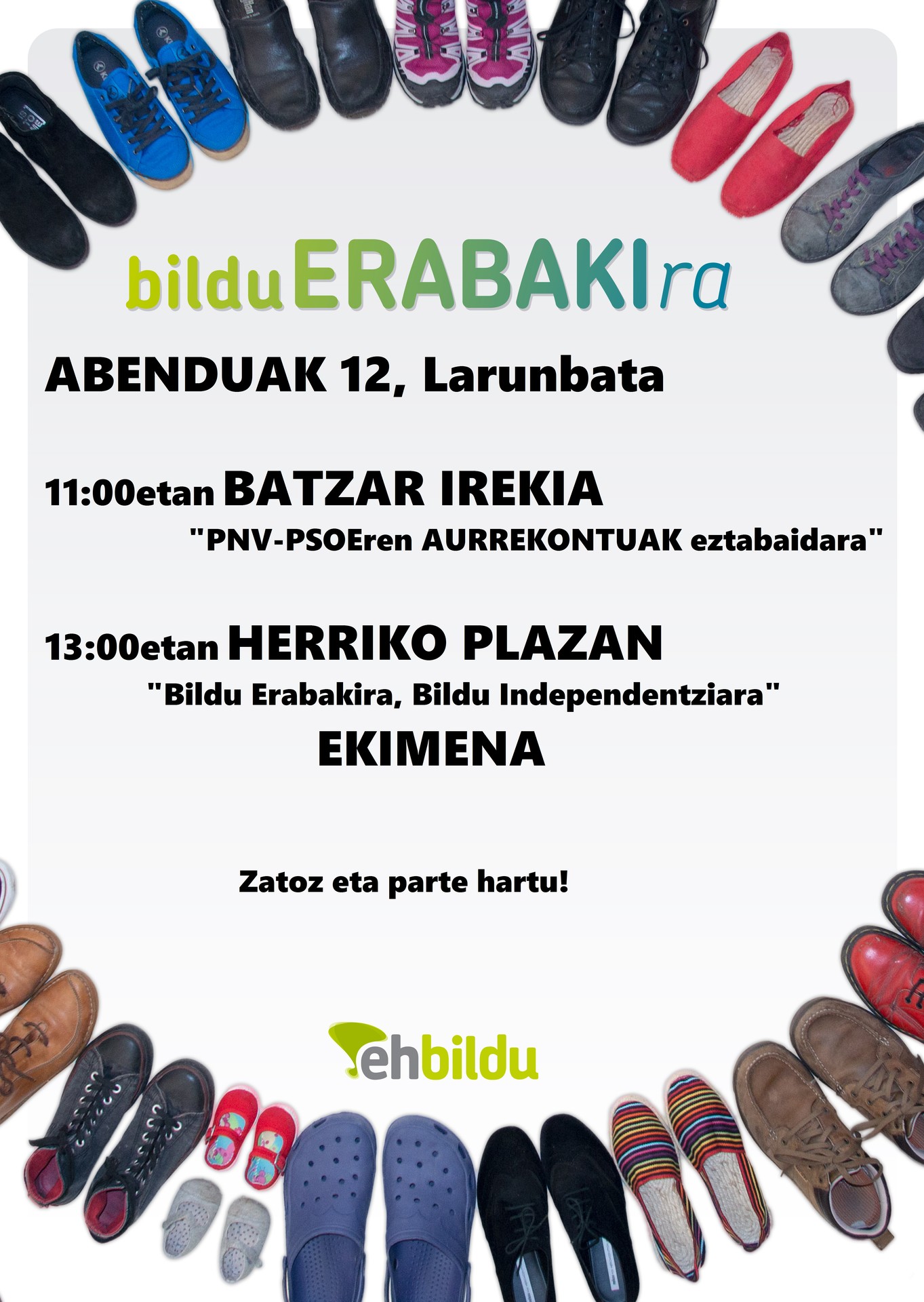 ABENDUAREN 12AN, ZAPATUA, BI HITZORDU DITUGU