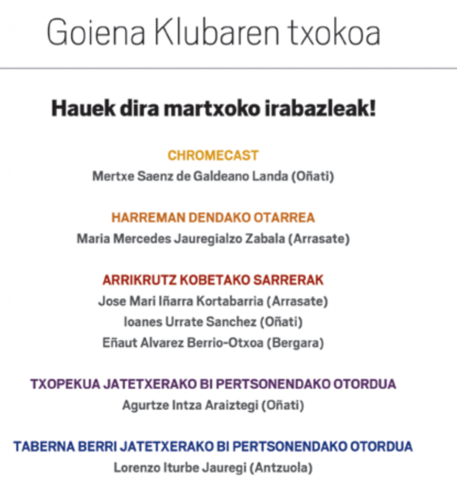 Martxoko irabazleak!