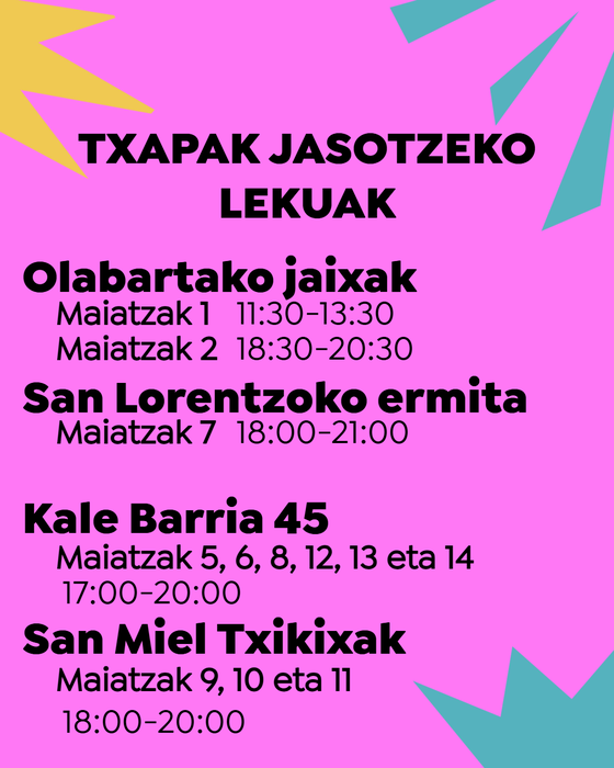 Txapak jasotzeko lekuak