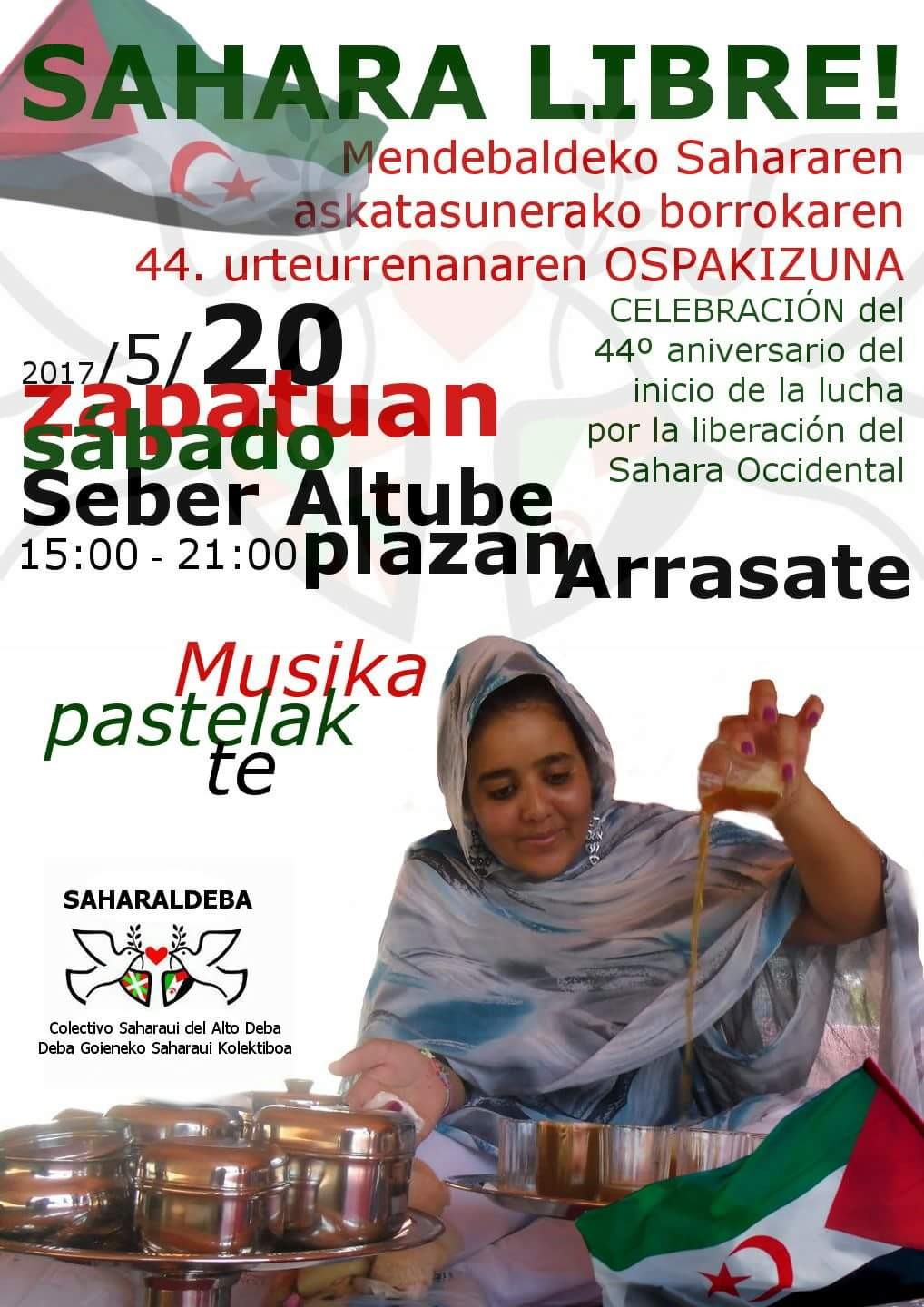 Saharaldeba kolektiboak Seber Altube plaza hartuko du larunbatean
