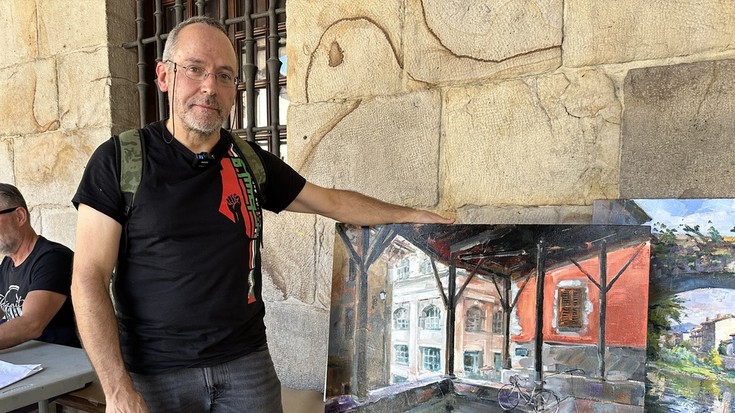 Bergarako txoko ezberdinak trebeziaz margotu dituzte