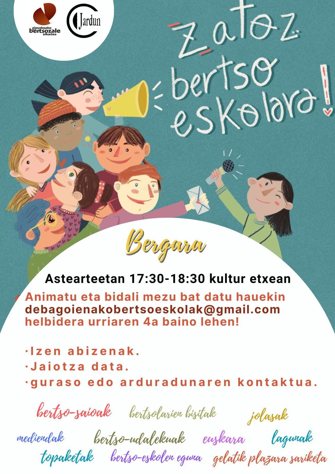 Bertsoak gustuko dituzu? Datorren asteartean ekingo diogu gaztetxoen bertso eskolari!!