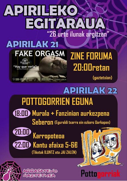 Murala aurkeztu eta kantu afaria egingo dute Pottogorriek AGAKOren 26. urteurrenaren barruan