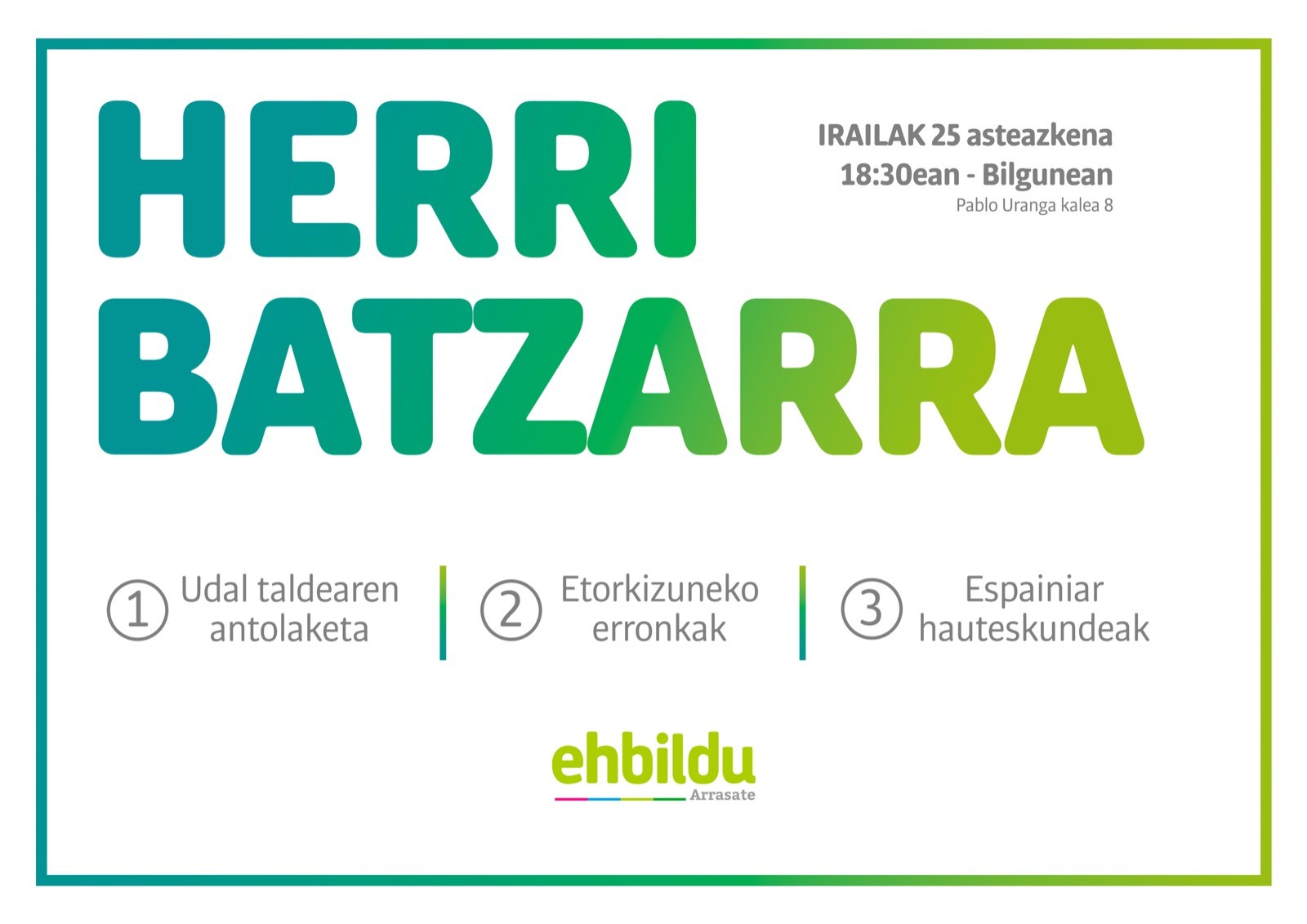 Irailaren 25ean Herri Batzarra