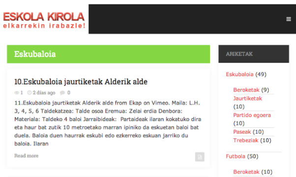 Euskarazko aplikazioak: Eskola Kirola