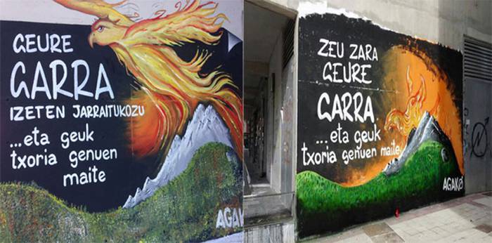 Berriz ere margotu du AGAKOk Joseba Iglesiasen omenezko murala