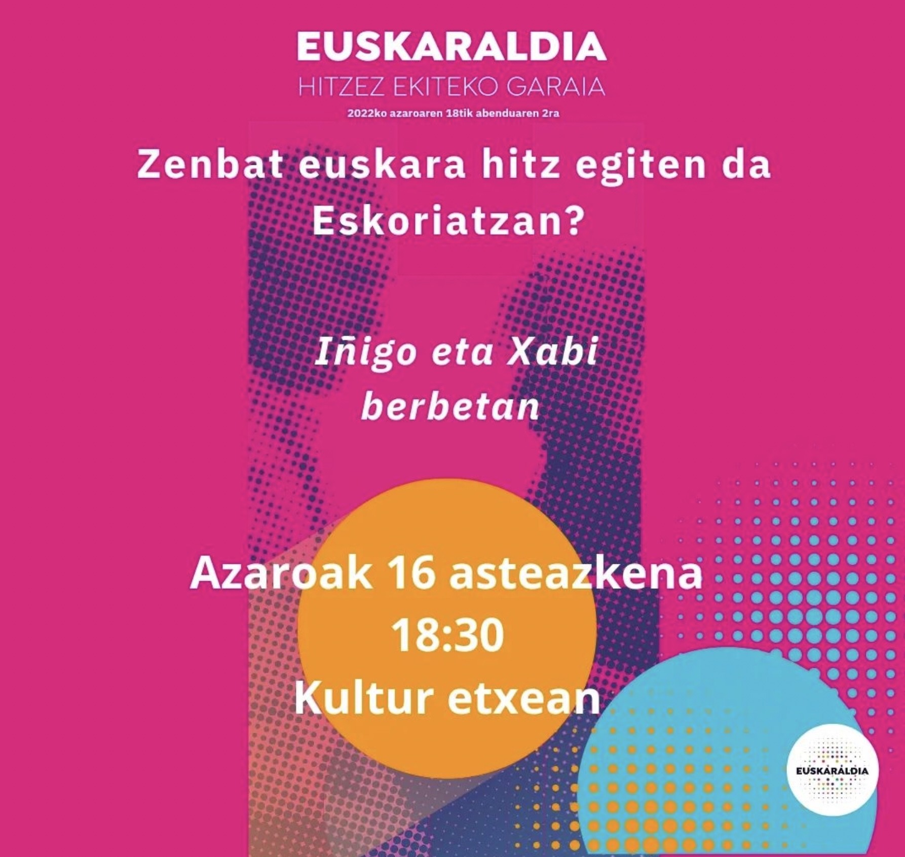 'Zenbat euskara hitz egiten da Eskoriatzan?' hitzaldia