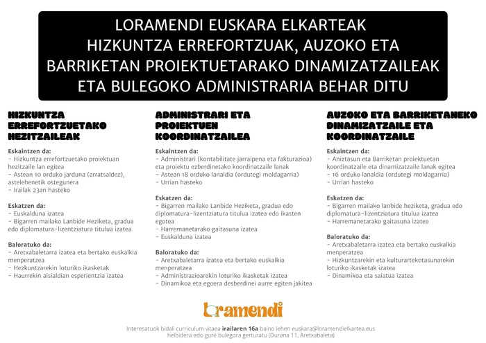 Lan eskaintza Loramendin!