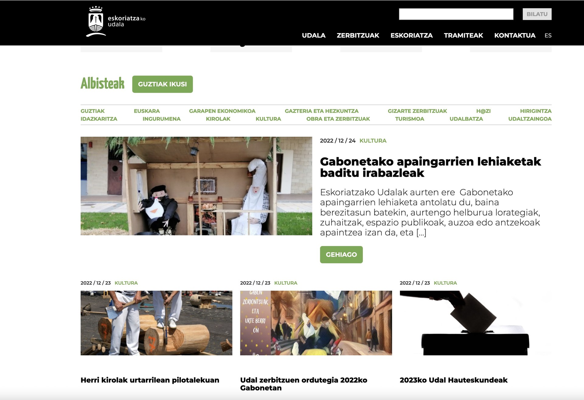 Eskoriatzako Udalak webgunea berritu du