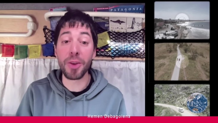 'Hemen Debagoiena': Latinoamerikan bidaiatzen ari den Sergio Gil oñatiarra eta Aramaioko Iturzuri emakume taldearen akuarelak