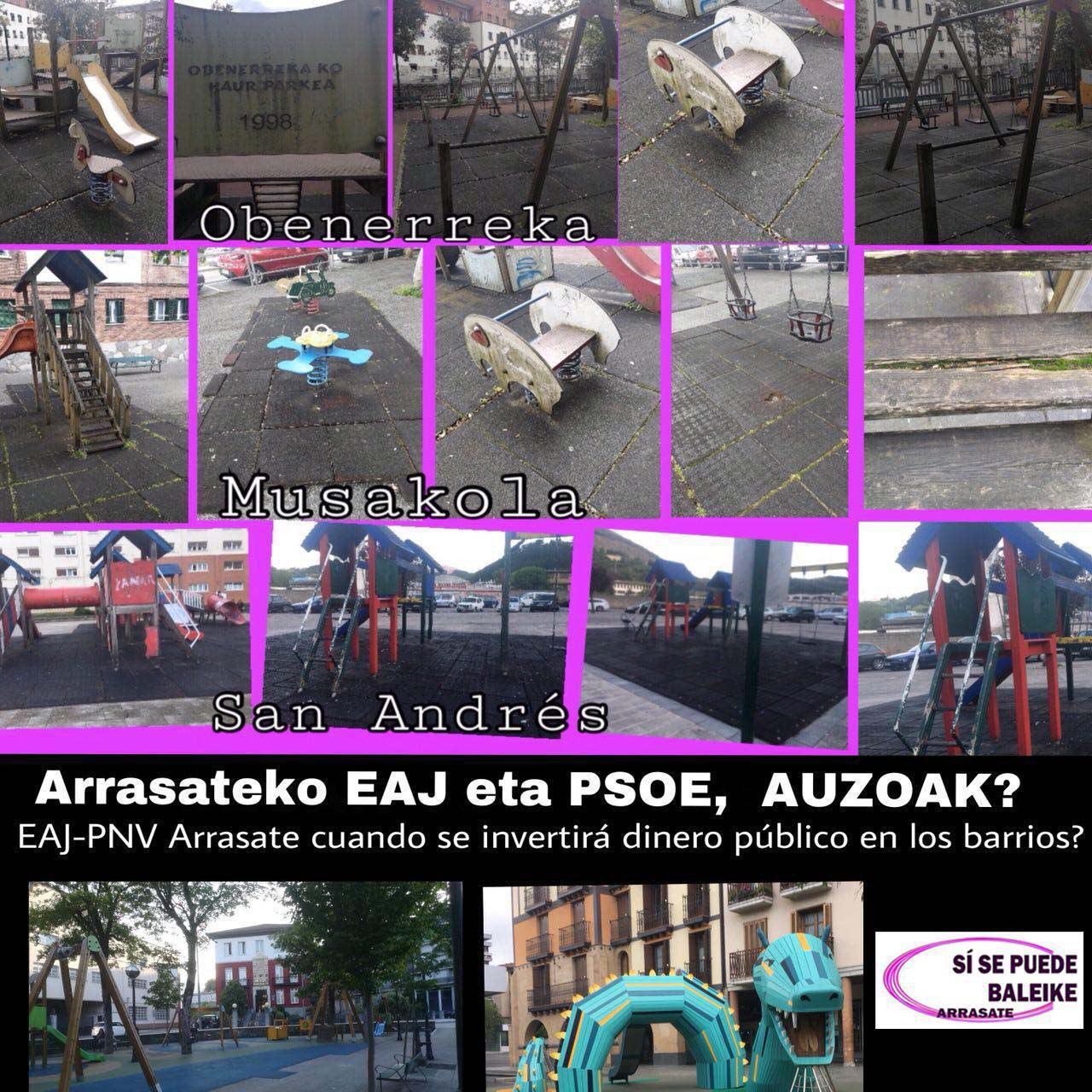 Baleikeren ustez udal gobernuak erdiguneko jolas parkeak lehenetsi ditu, auzoetan daudenen kalterako