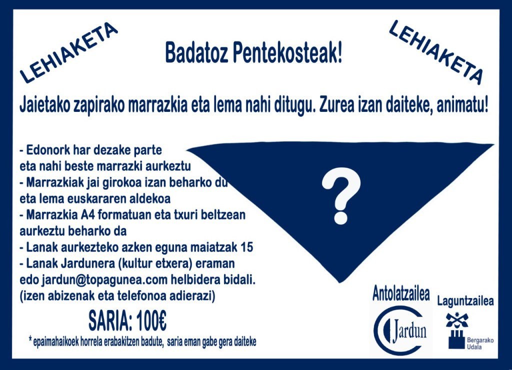 Pentekoste jaietako zapirako marrazki/lema lehiaketa