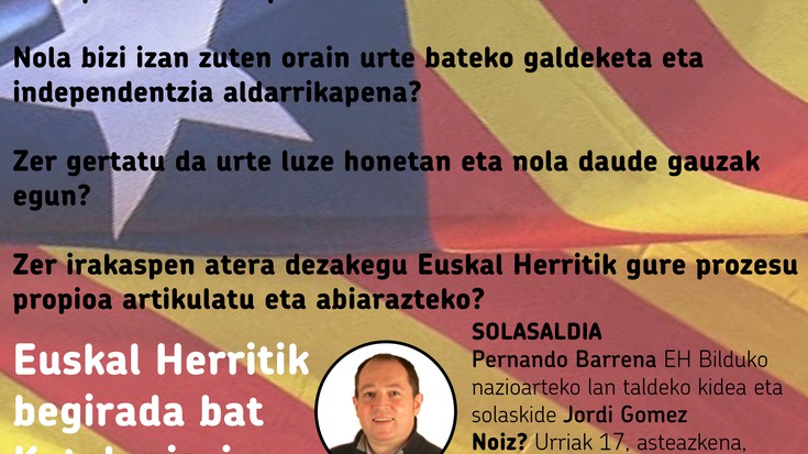 "Euskal Herritik begirada bat Kataluniari" solasaldia Pernando Barrena eta Jordi Gomezekin