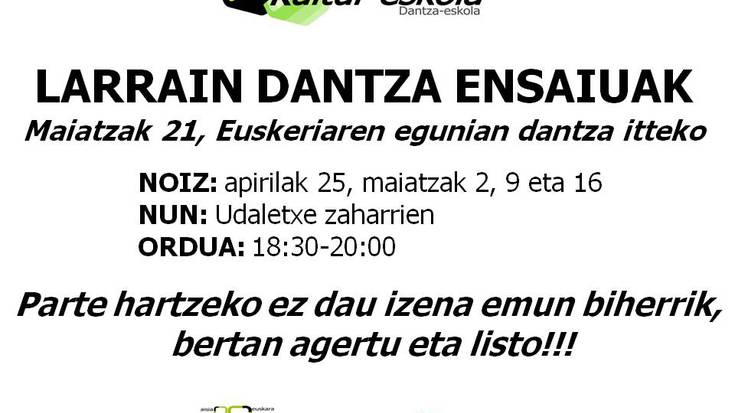 Larrain dantza entseguak antolatu ditu Loramendi elkarteak