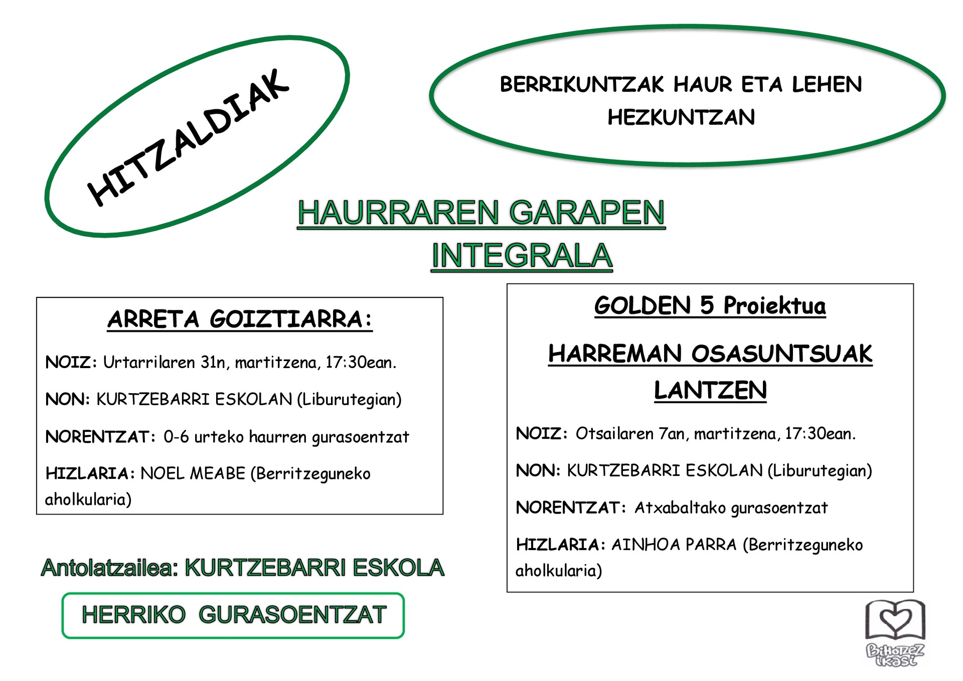 HITZALDIAK KURTZEBARRI ESKOLAN