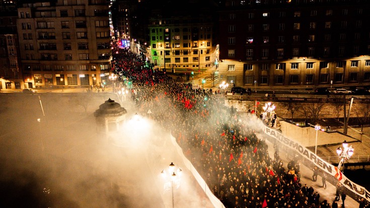 Indar erakustaldia egin du GKSk Bilbon eta Iruñean, 10.000 lagunetik gora mobilizatuta
