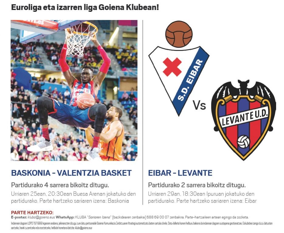 Futbola eta saskibaloia Goiena Klubean