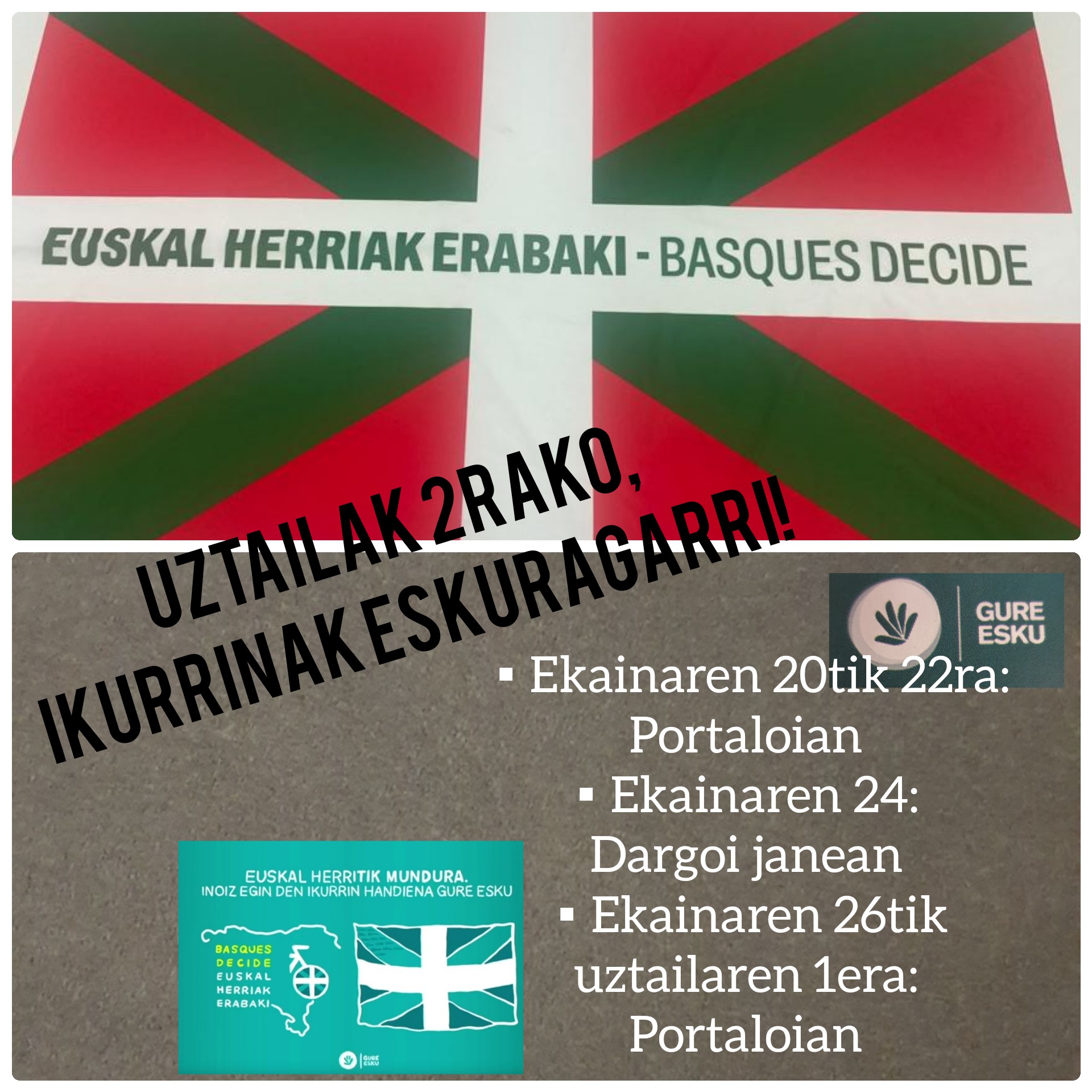 GURE ESKUREN IKURRINAK SALGAI PORTALOIAN BIHARTIK AURRERA!