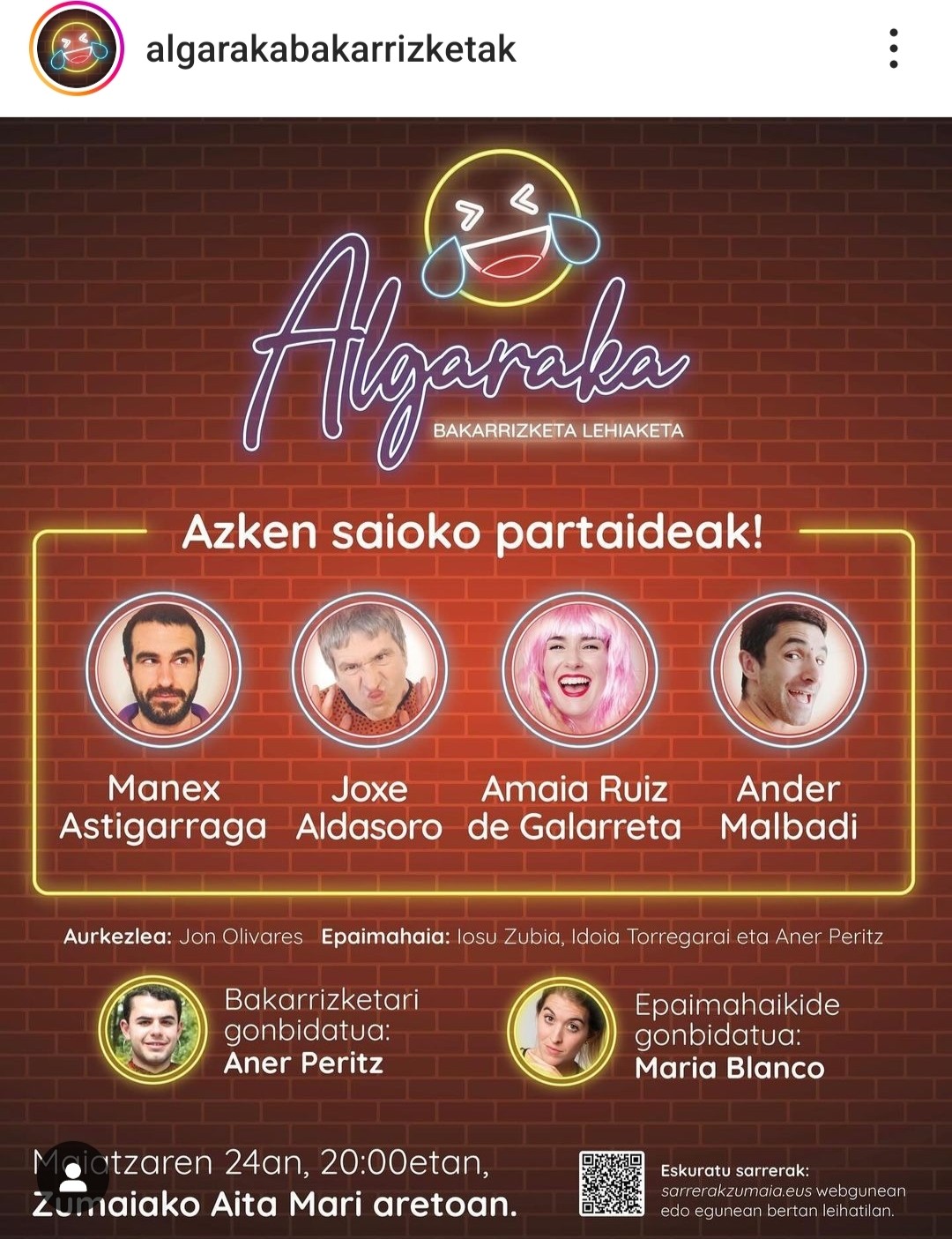 ALGARAKA BAKARRIZKETA LEHIAKETA MAIATZAREN 24an ZUMAIAN