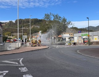 Gas-hodi bat apurtu da Lidl supermerkatuko obretan, Bergaran