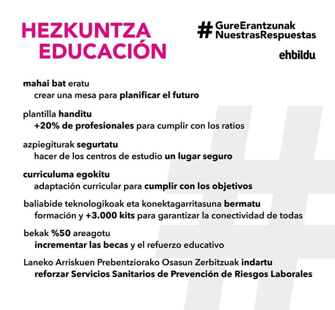 Hezkuntzarako gure erantzunak