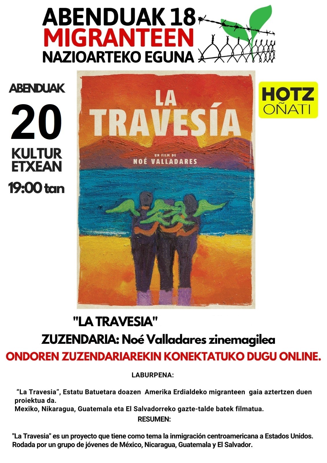 "La travesía" filma Oñatin