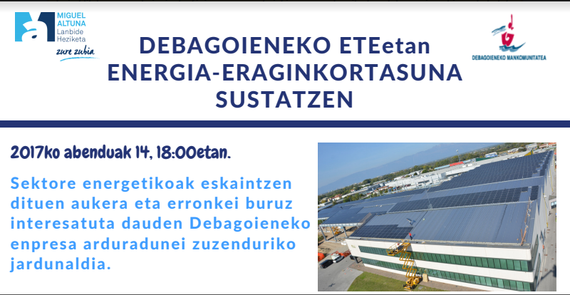 Enpresa txiki eta ertainetako energia eraginkortasunaren gaineko jardunaldia egingo dute Miguel Altunan