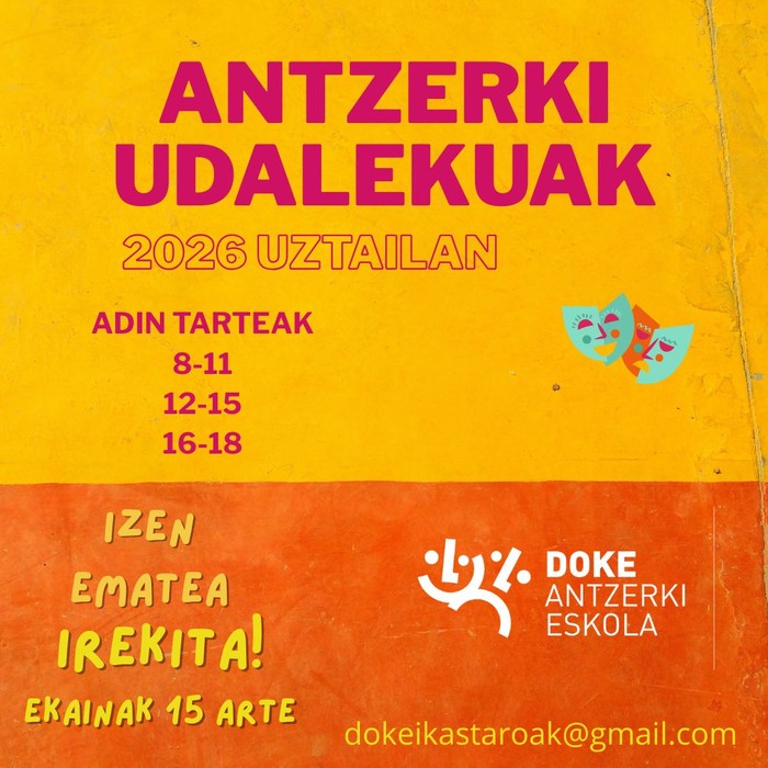 Doke taldearen antzerki udalekuak uztailean