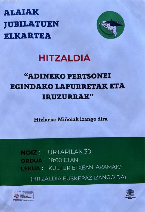 'Adineko pertsonei egindako lapurretak eta iruzurrak' hitzaldia