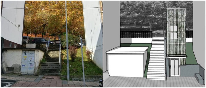 Igogailu publikoa jartzeko lanak hasi dituzte, San Pedro auzoa irisgarriago egiteko