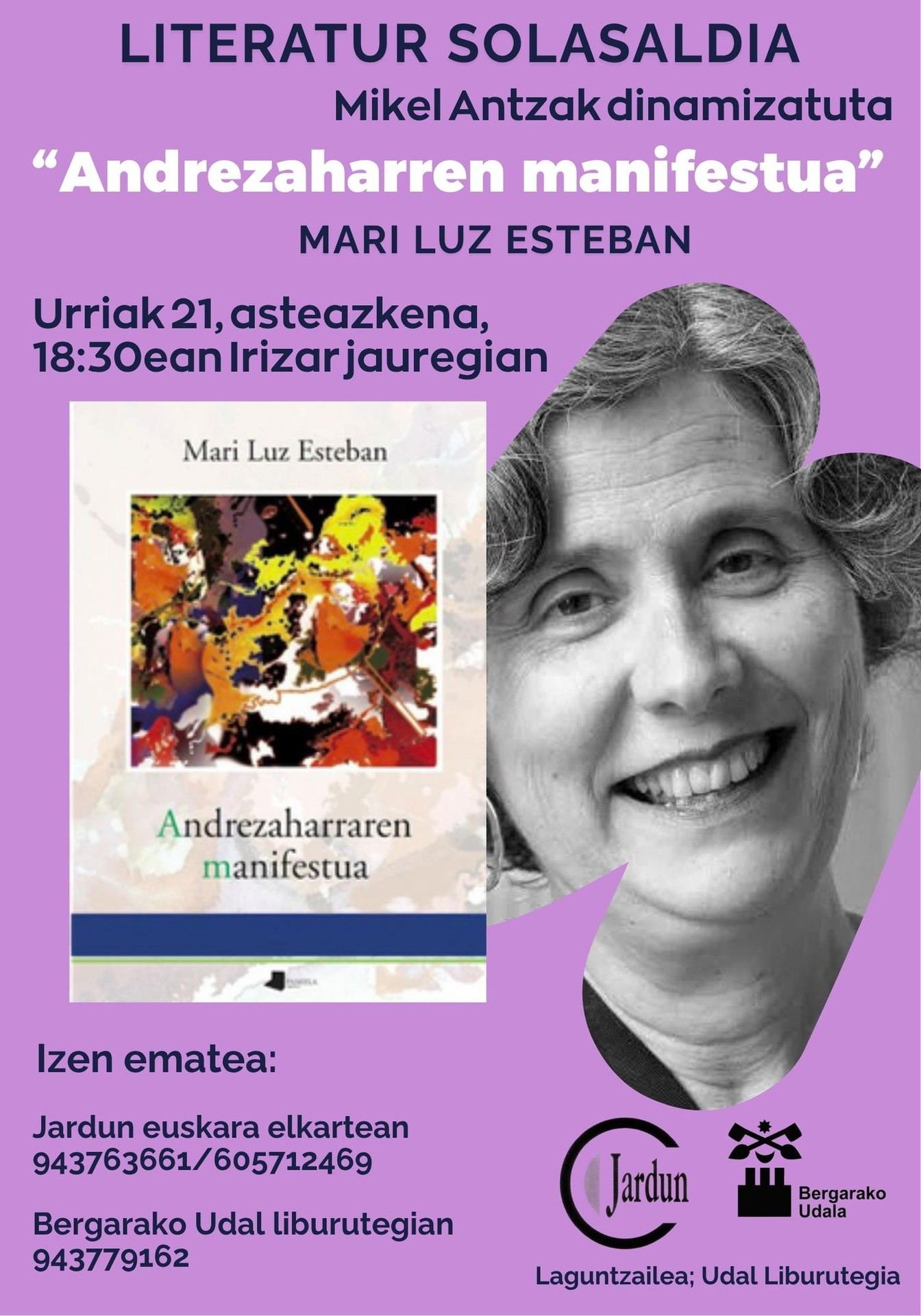 URRIAREN 21EAN, MARI LUZ ESTEBAN-EN “ANDREZAHARREN MANIFESTUA” LIBURUAREN INGURUAN ARITUKO GARA LITERATUR SOLASALDIAN.