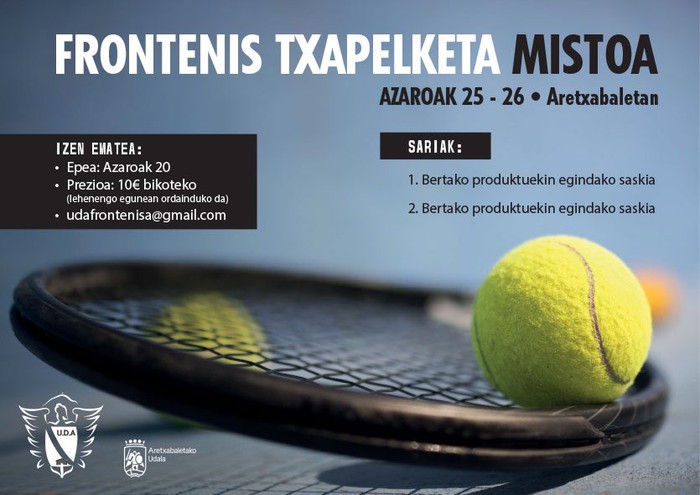 Frontenis txapelketa mistoa jokatuko dute azaroaren 25ean eta 26an